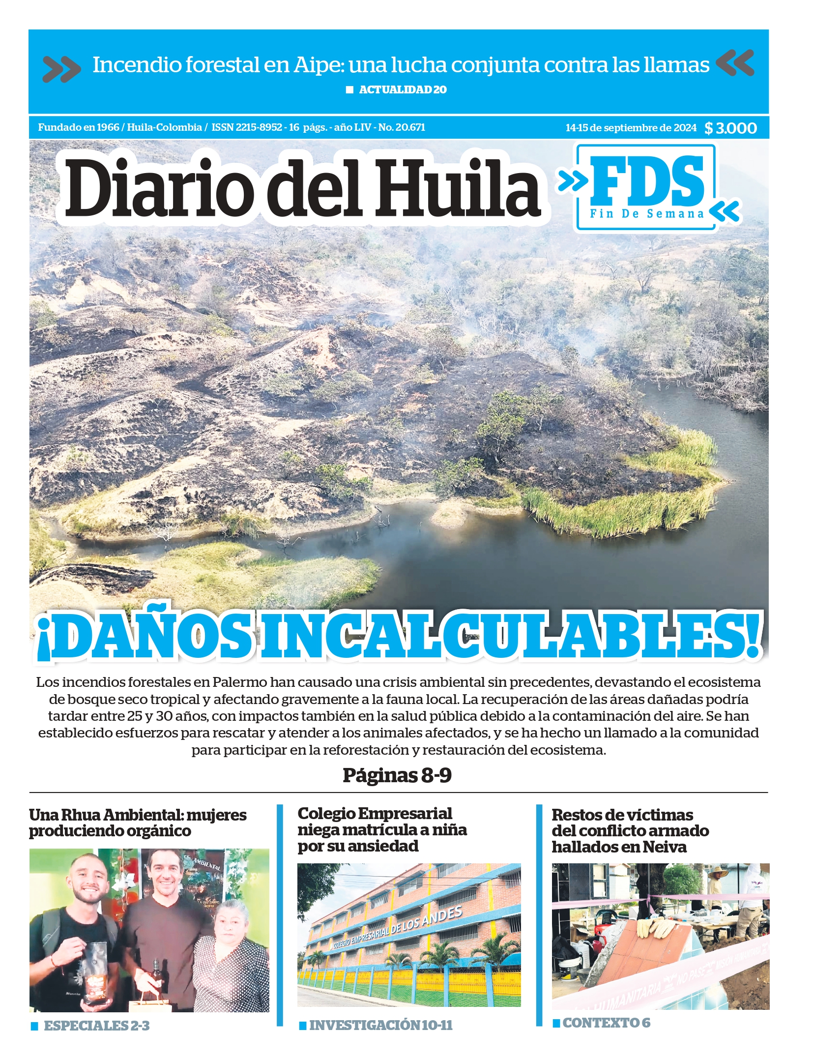 Diario del Huila 14 y 15 de septiembre de 2024