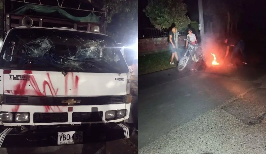 Motocicletas quemadas y vehículos pintados dejó paro armado en Cúcuta