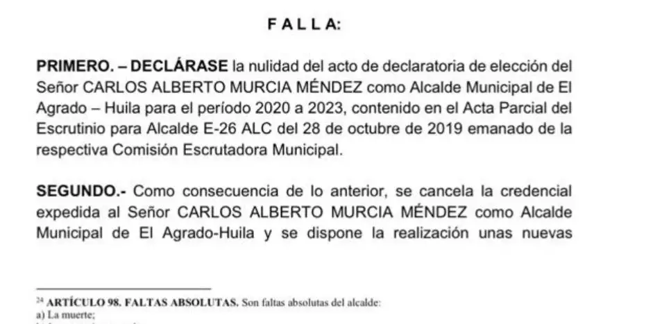 Defensa del ex alcalde Carlos Murcia, dijo que se revisará y analizará la sentencia.