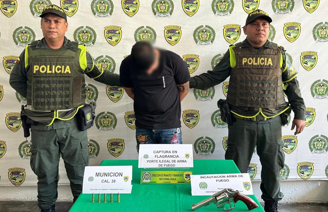 Capturado un hombre portando un arma de fuego en Rivera, Huila