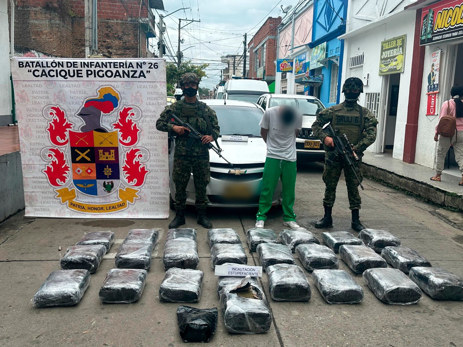 Capturado en La Plata, Huila, con 125 kilos de marihuana en el baúl de su vehículo