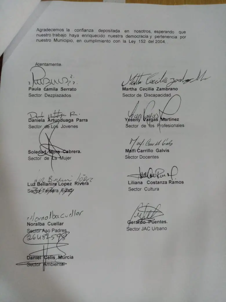 Miembros del CTP presentaron renuncia al alcalde de Timaná