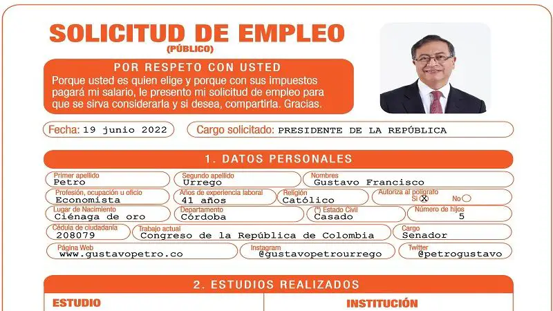 Petro envía solicitud de empleo a los colombianos