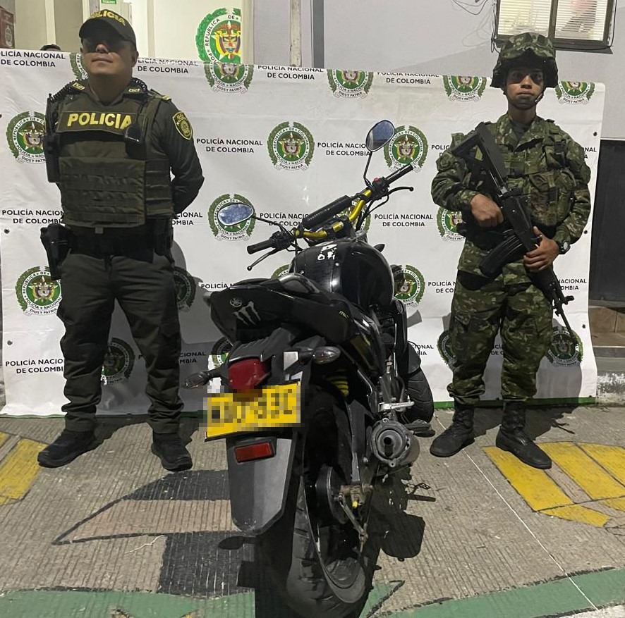 The recovered motorbike was reported stolen in Santa María, Huila