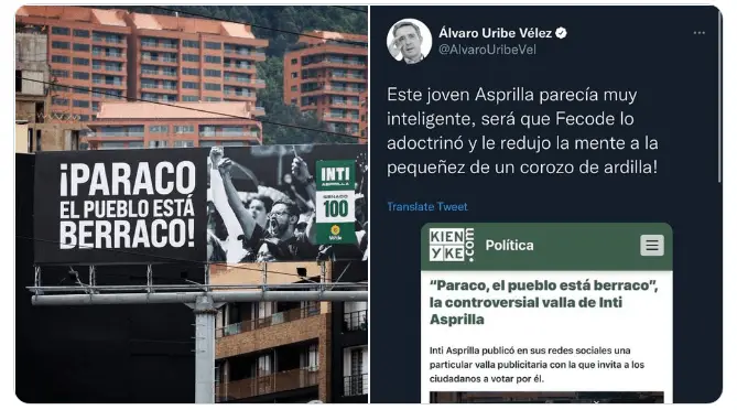La valla que le causó enojo a Álvaro Uribe