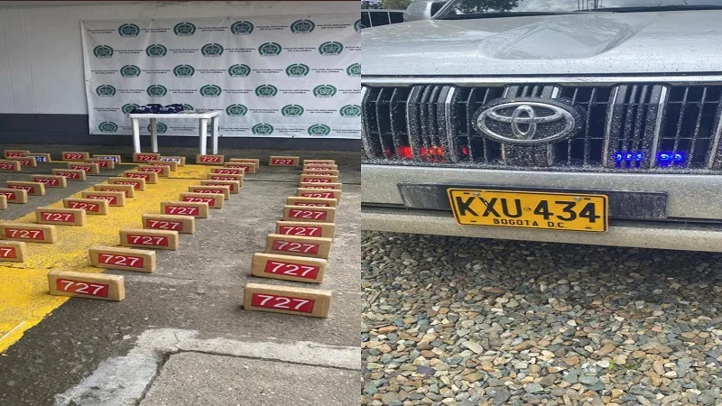 150 kilos de cocaína en camioneta de la Unidad Nacional de Protección