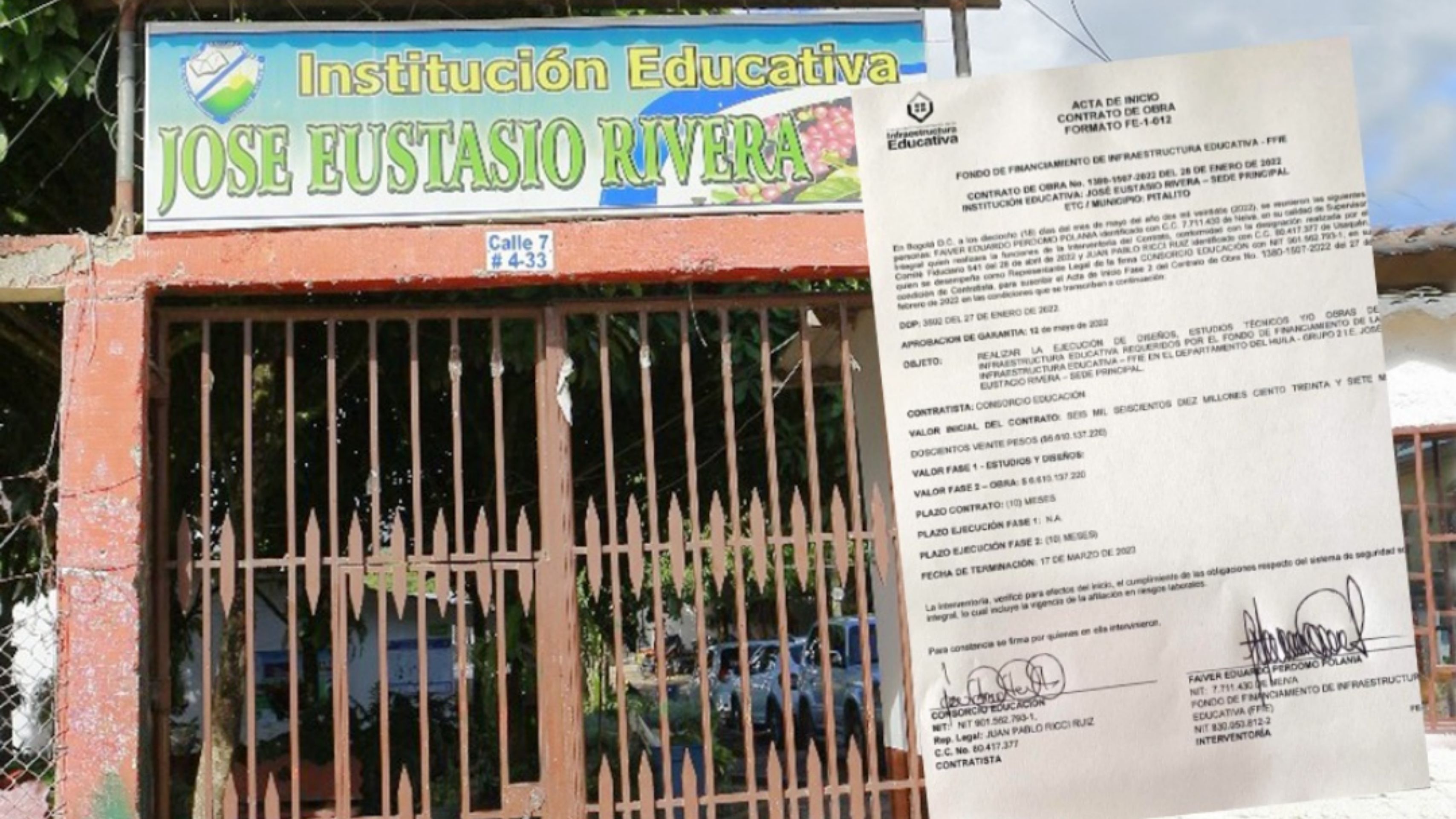 Fue firmada el Acta de Inicio para la construcción de la Institución Educativa José Eustasio Rivera