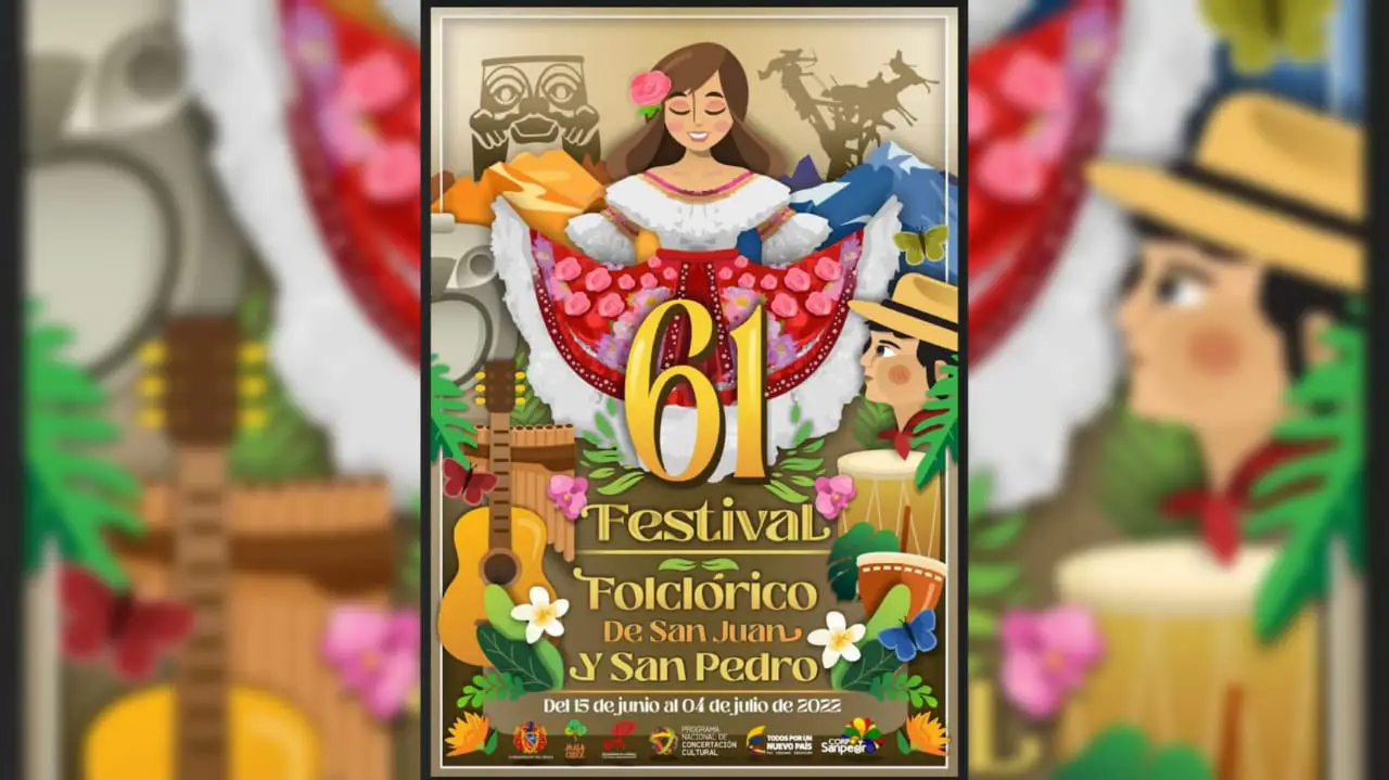 Este es el afiche oficial del Festival Folclórico de San Juan y San Pedro 2022