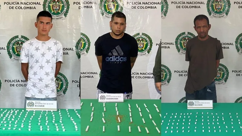 Autoridades arrestaron a tres hombres por porte de droga en Neiva