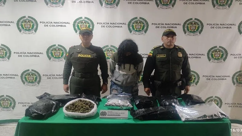 Mujer fue detenida con 10 libras de marihuana en Neiva