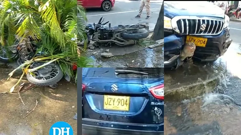 Camioneta chocó dos motos y un hidrante en el centro de Neiva