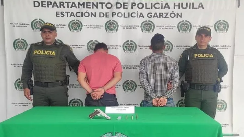 Capturados dos hombres en Garzón por portar un arma de fuego y munición