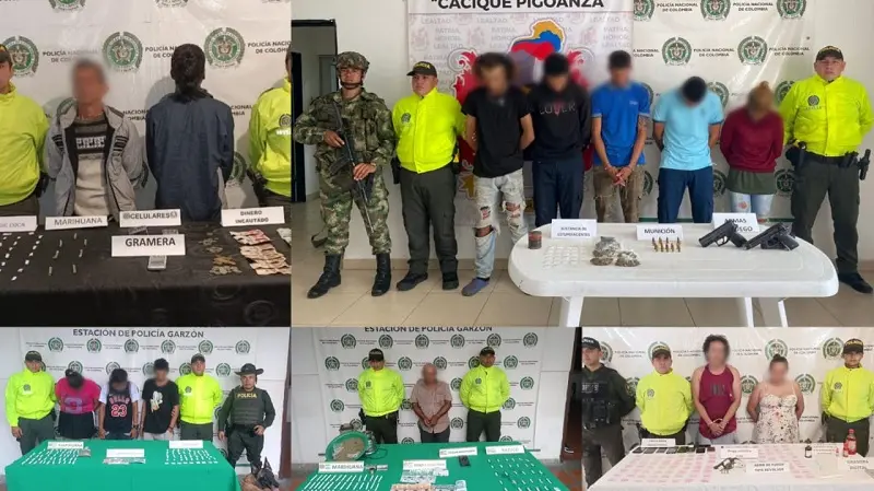 20 personas capturadas en operativos de allanamientos en 11 municipios del Huila