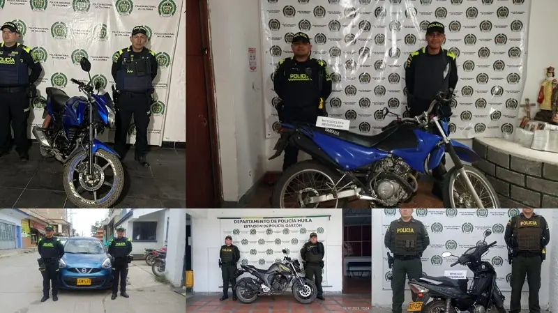500 motos y carros han recuperado las autoridades en lo que va del año en el Huila