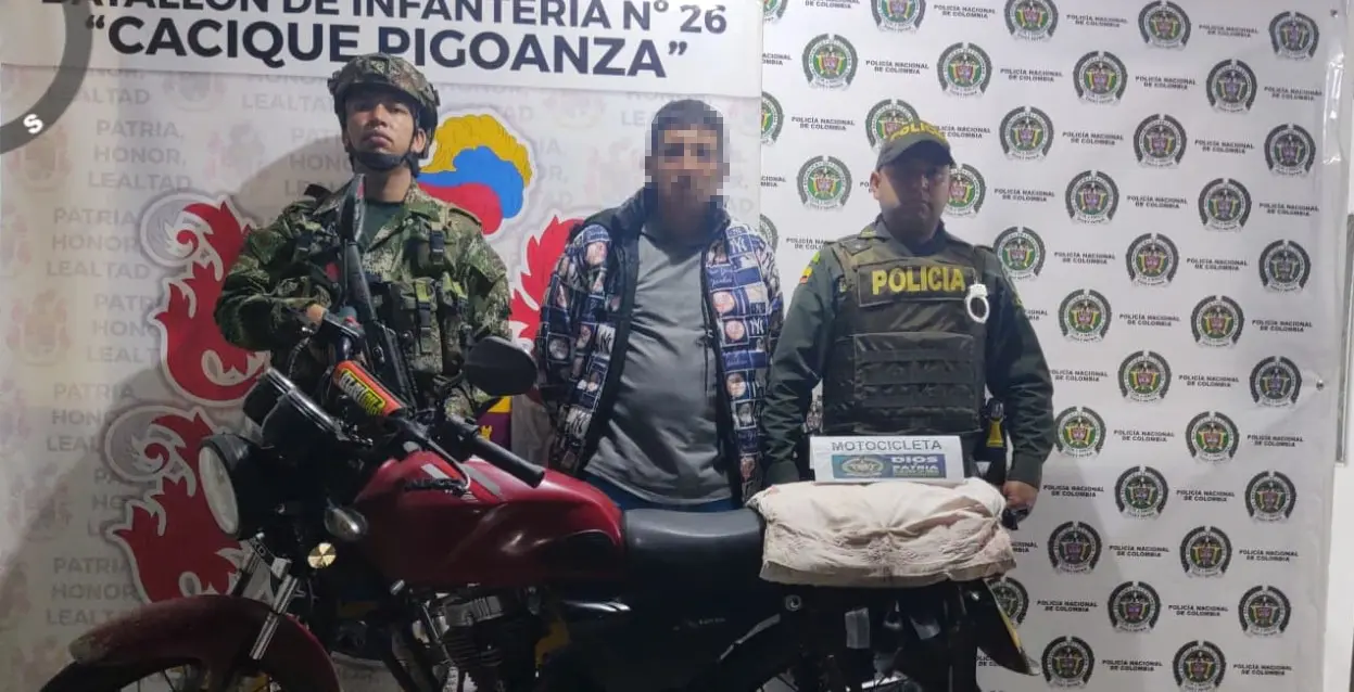 Capturado en La Plata, Huila, hombre que transportaba 50 kilos de marihuana en moto