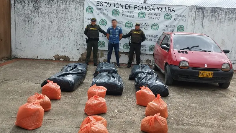 Golpe a la Narcotráfico en Íquira: capturado hombre con 176 kilos de marihuana