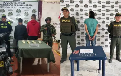 Lucha contra el tráfico de estupefacientes: tres capturados en Pitalito y Gigante