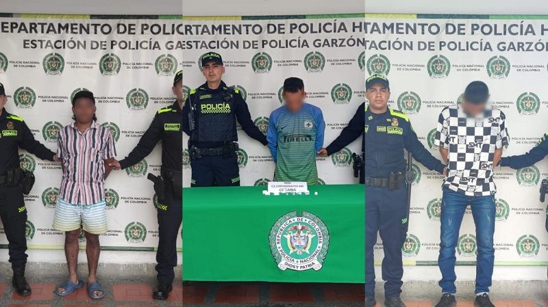 Operativos en Garzón: tres capturados por tenencia de drogas, concierto para delinquir y violencia intrafamiliar