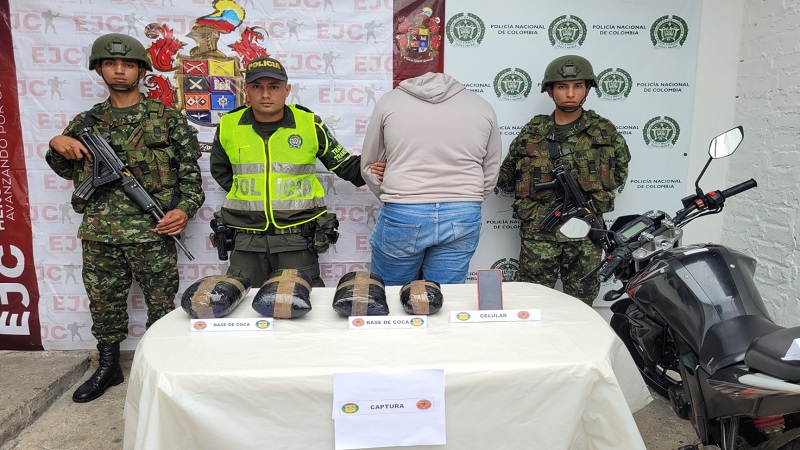 Detenido  en Huila con 8 kilos de pasta base de cocaína