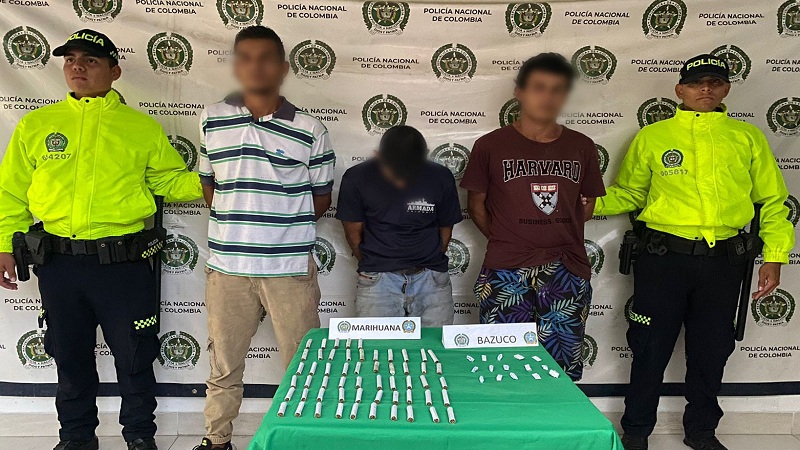 Tres capturados por tráfico de estupefacientes en Campoalegre, Huila