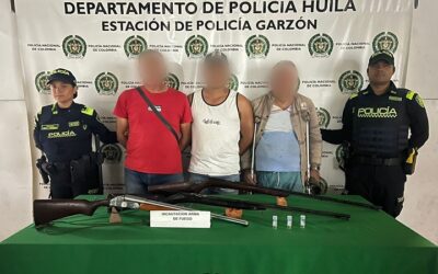 Tres hombres capturados con escopetas en Garzón, Huila