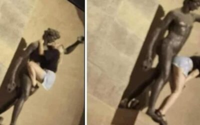 Turista desató polémica al simular ‘actos’ sexuales ante estatua de Baco
