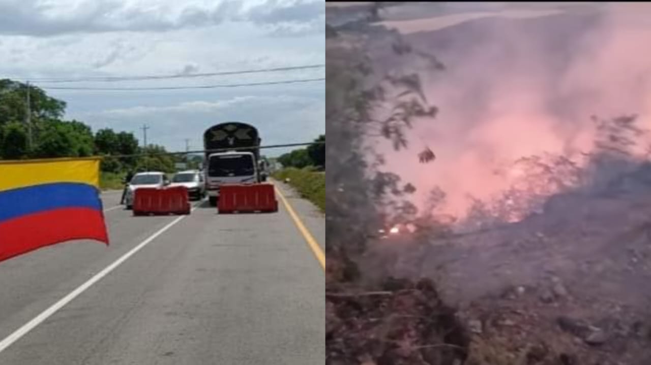 Bloqueo en la vía Aipe por incendios forestales: comunidades exigen acción inmediata