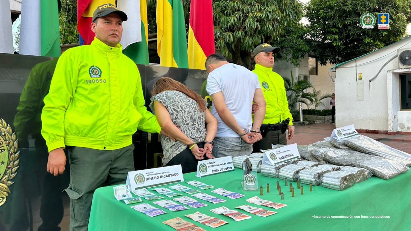 A la cárcel dos personas capturadas con estupefacientes en el centro de Neiva