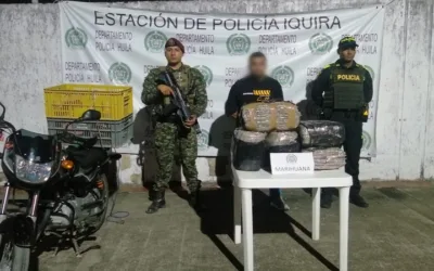 Capturado transportando 23 kilos de marihuana en Íquira, Huila
