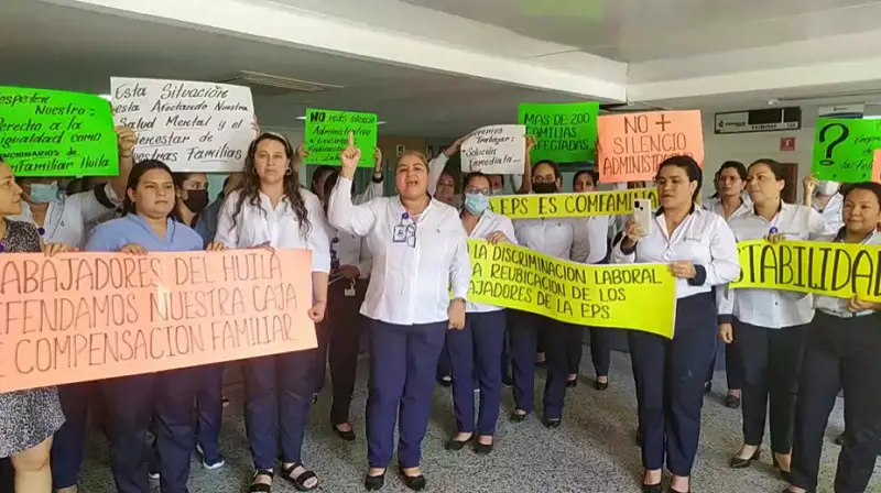 Trabajadores de EPS Comfamiliar protestan solicitando garantías en medio del proceso de liquidación