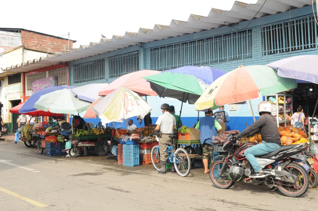 Repunta venta de frutas y verduras en mercado callejero