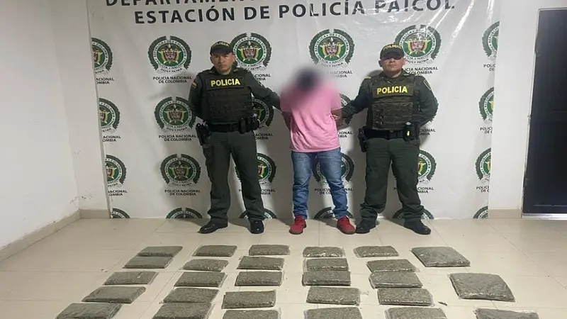 Capturado con 16 kilos de marihuana en Paicol, Huila