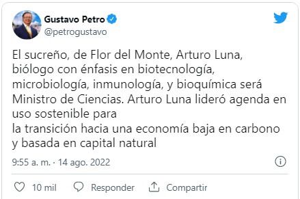 Arturo Luna será el nuevo ministro de Ciencia y Tecnología