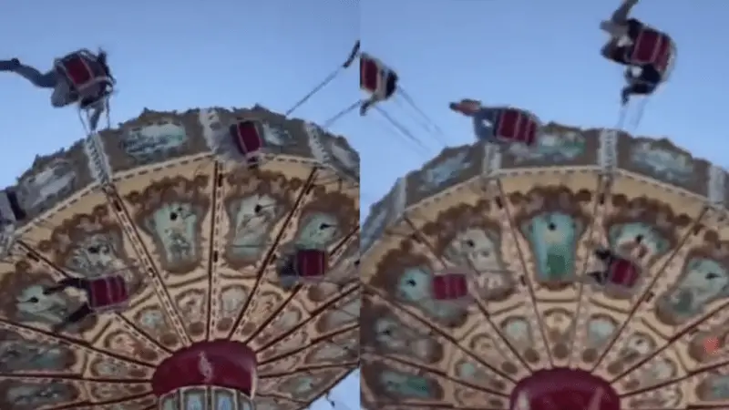 Video: Mujer cayó de una ‘silla voladora’ en parque de diversiones  